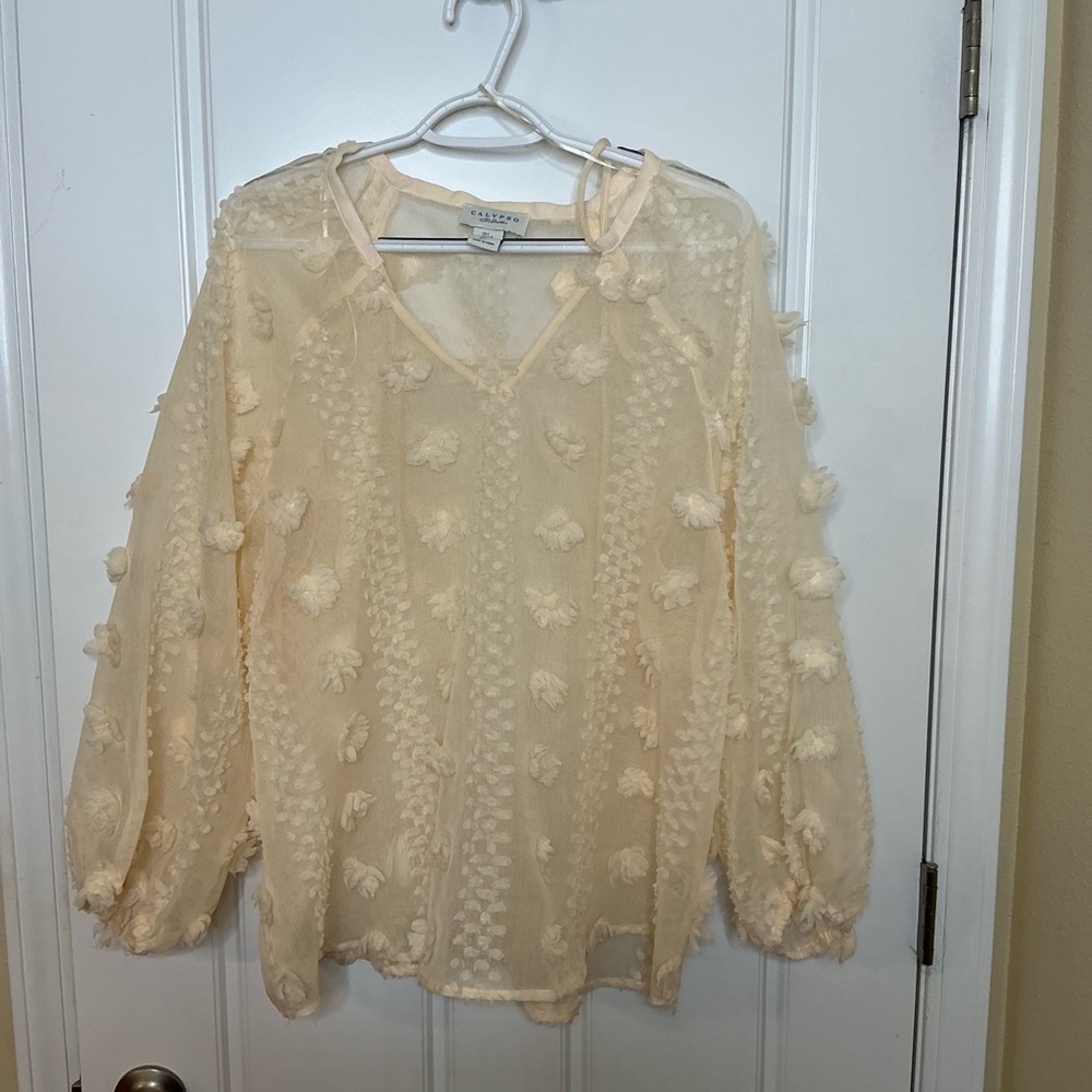 Talbots Cream Textured Blouse